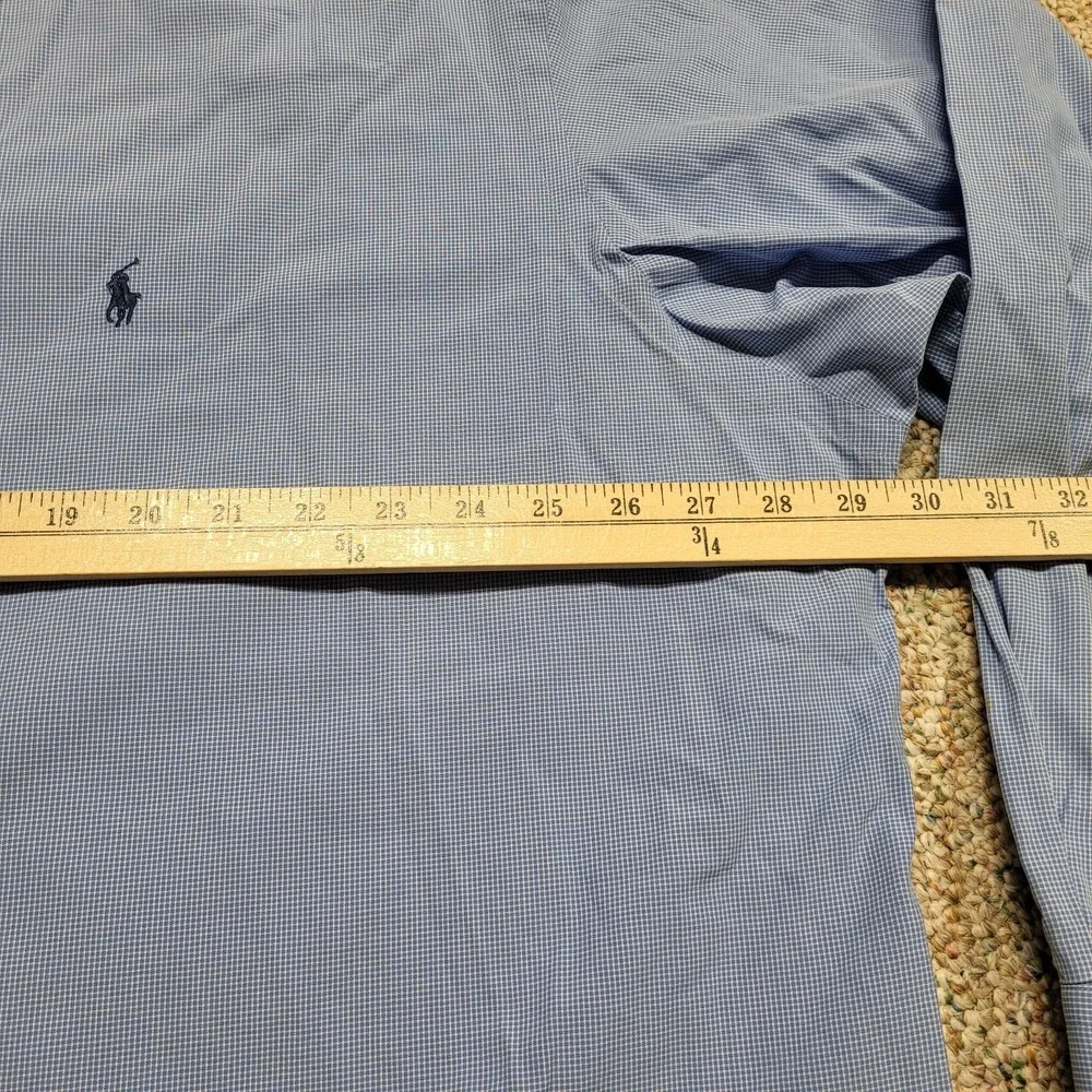 Polo Golf Ralph Lauren Shirt Mens 2XL Blue Micro‎ Check Button Up Lofting Pony